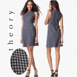 Theory Blue Seraon Palmetto Wool Sleeveless Dress Medium